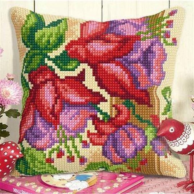 Borduurpakket kussenpakket fuchsia orchidea 9024