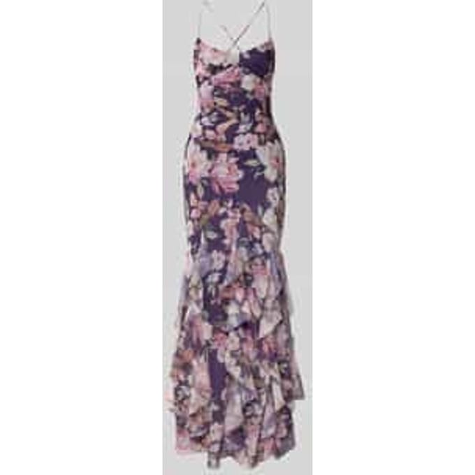slim fit avondjurk met ruches
