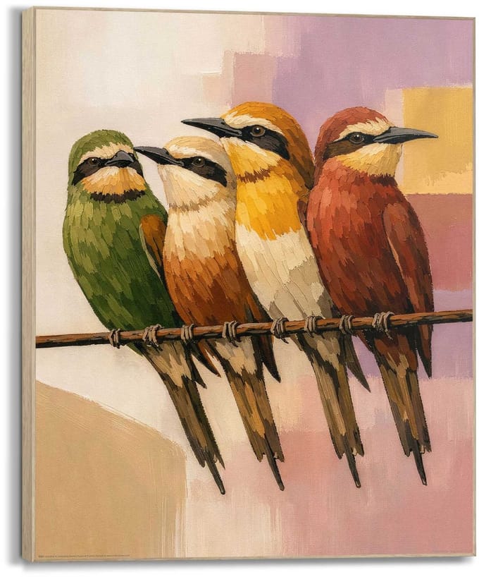 Schilderij Vogels op tak - 40 x 50 - Hout - REINDERS