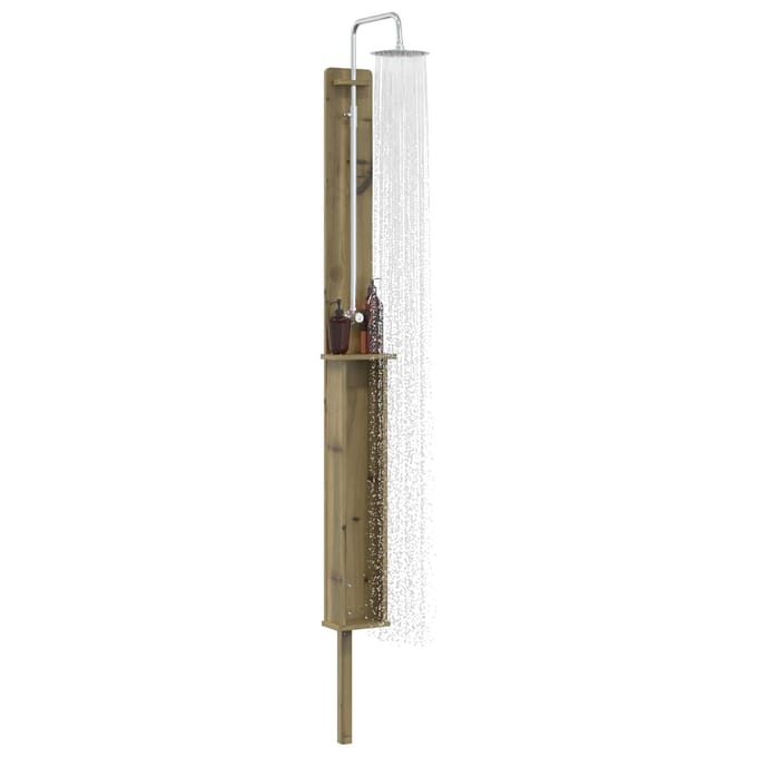 vidaXL - Buitendouche - 246 - cm - Doordrenkt - Dennenhout - en - RVS - Naturel