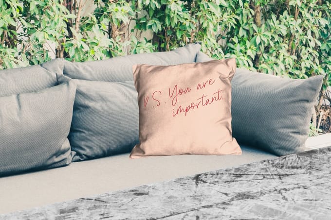Buitenkussen - Tekst - P.S. you are important - Quotes - 45x45 cm - Weerbestendig
