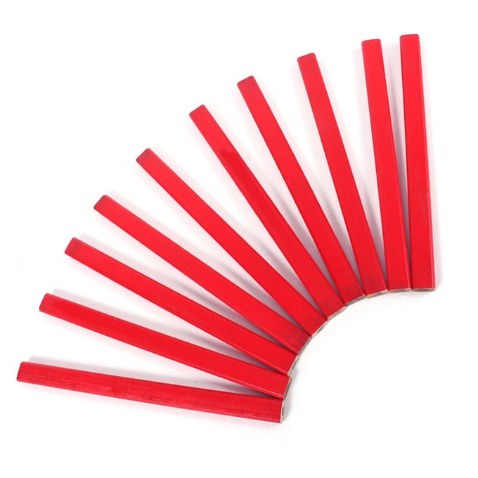 10 stuks/pak 175 mm achthoekig hard rood timmermanspotlood voor houtbewerking orange