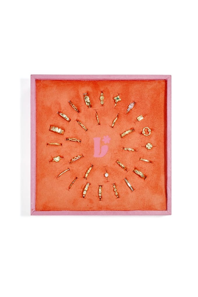 Lilli june roestvrijstalen ringen displayset - Goudkleur - 16