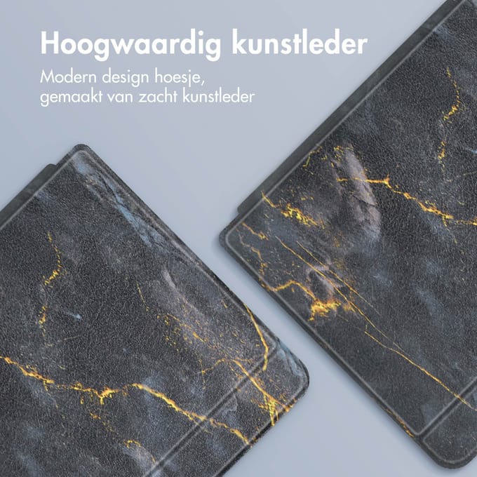 imoshion Design Slim Hard Case Sleepcover met stand voor de Kobo Libra 2 / Tolino Vision 6 - Black Marble