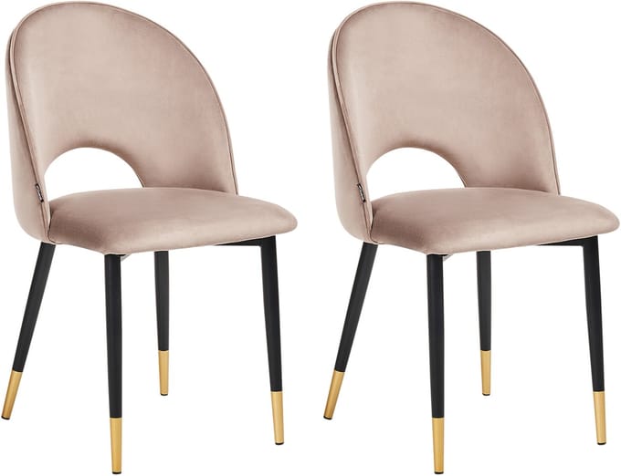 MAGALIA - Eetkamerstoel set van 2 - Taupe - Fluweel