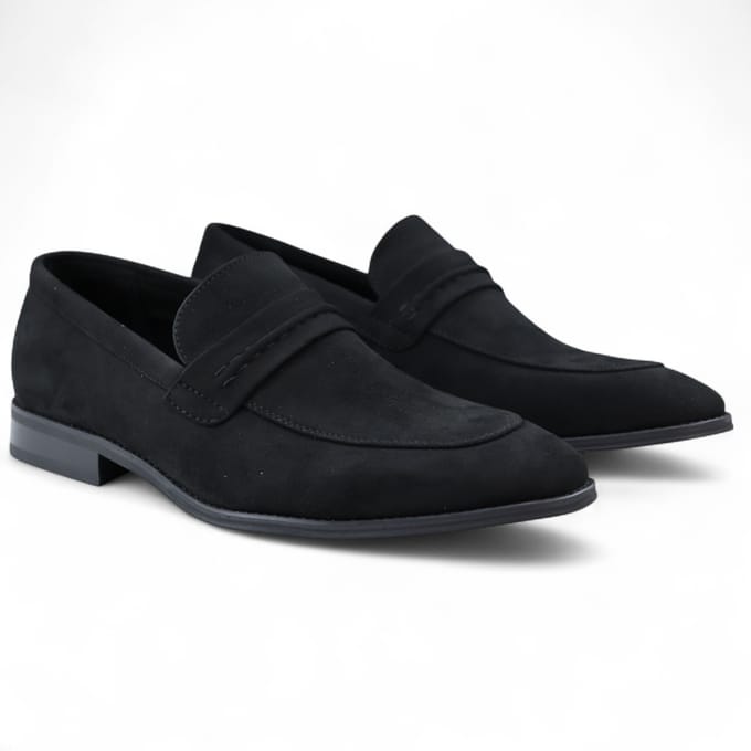 Zwarte suède mocassin loafers voor heren, slimme instappers