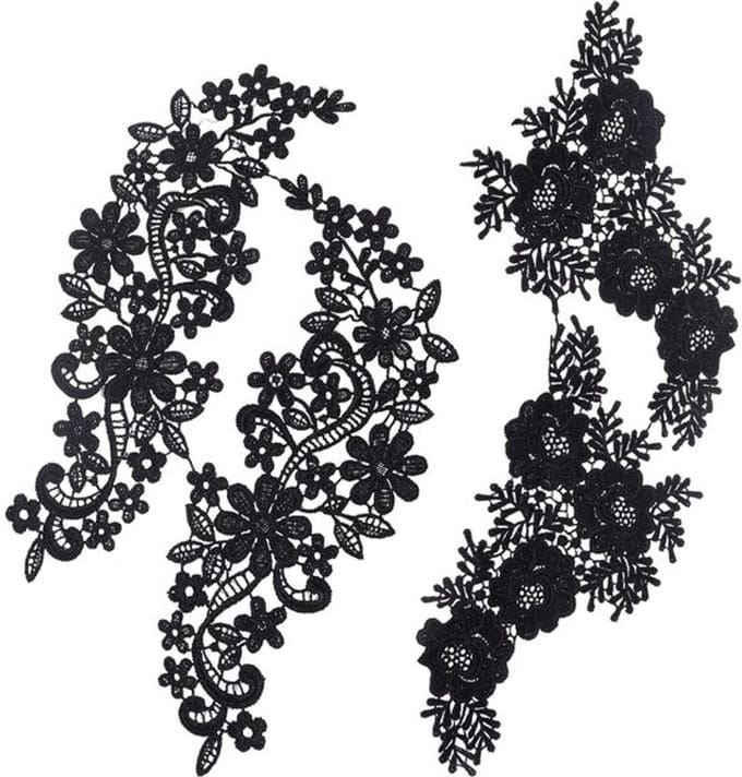 Jhubersproducts - Bloemen Patches - Kledingaccessoires - Zwart