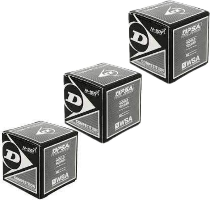 DUNLOP Competition - 1 Gele Stip - 3 Squash Ballen - Zwart