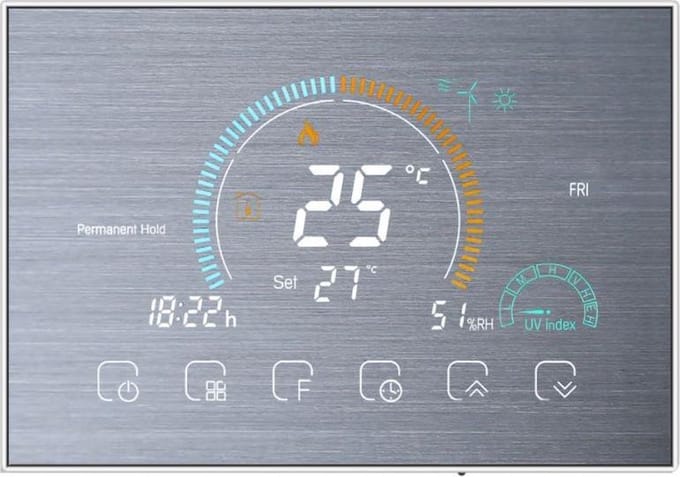 TechU™ Smart Thermostaat Relax – Zilver – Alleen voor Elektrische Vloerverwarming – App & Wifi – Google Assistant & Amazon Alexa