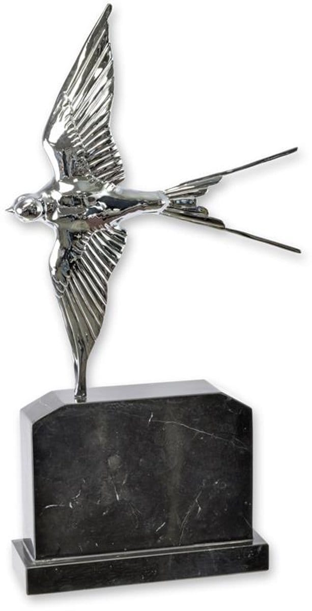 Bronzen beeld - Zwaluw in vlucht - verzilverd - 47,5 cm hoog