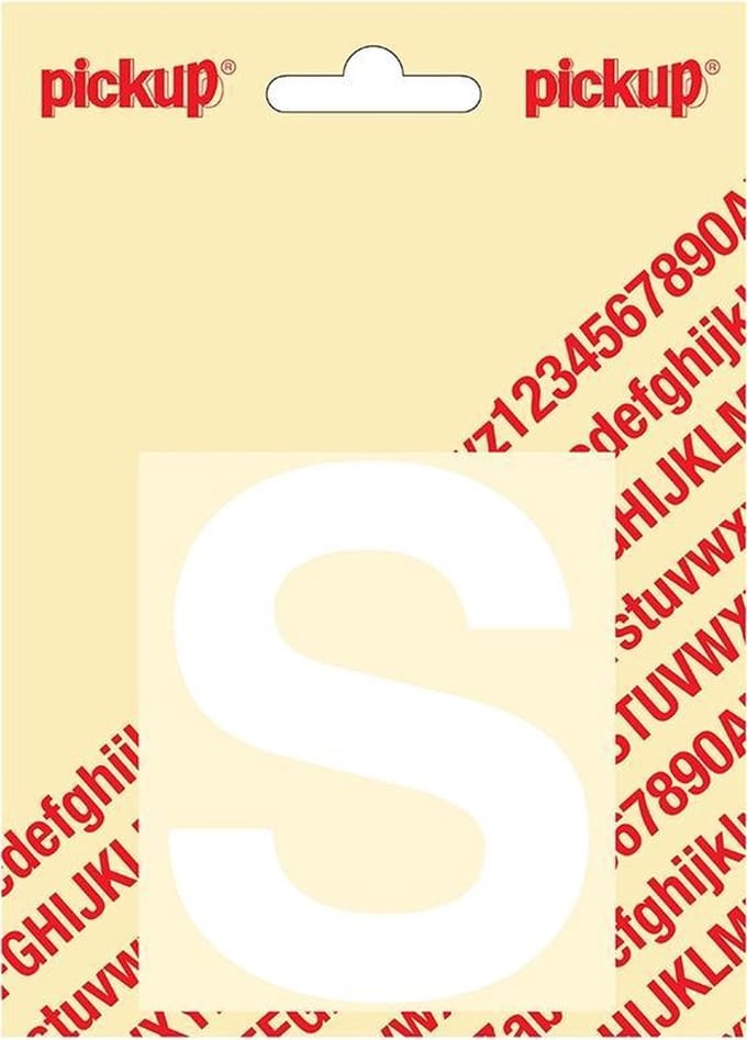 Pickup plakletter Helvetica 80 mm - wit S