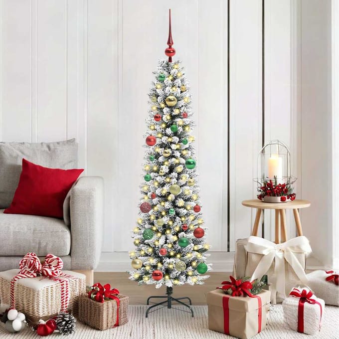vidaXL - Kunstkerstboom - Wit - 150 - cm - PVC - en - Metaal - en - Plastic