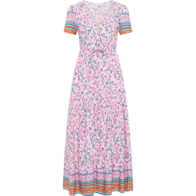 usha Maxi-jurk met bloemenprint Dames Roze Veelkleurig