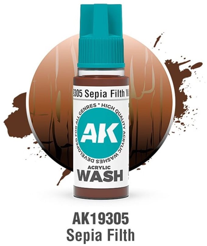 AK 3rd Gen Acrylics: Sepia Filth Wash (18ml)