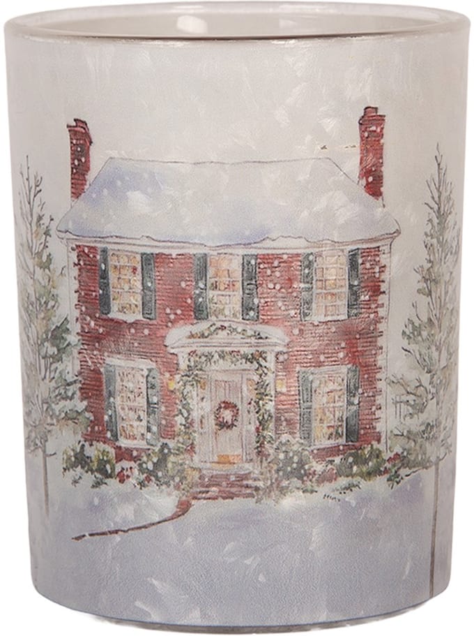 Clayre & Eef Waxinelichthouder Ø 10x13 cm Wit Glas Kerst