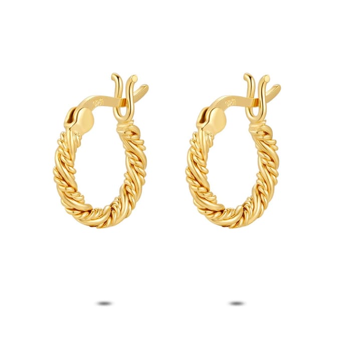 Twice As Nice Oorbellen in 18kt verguld zilver, getorste oorring