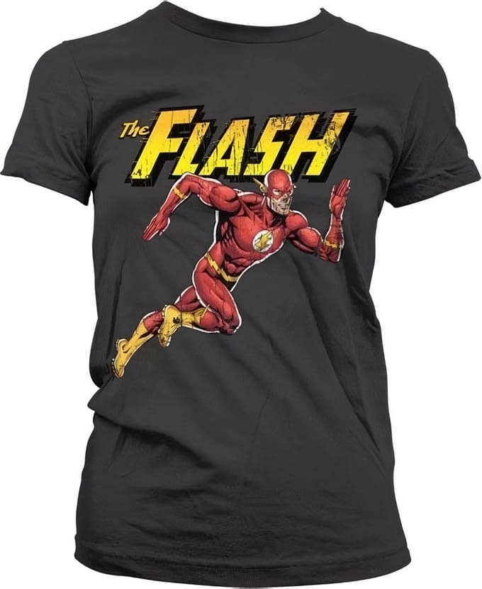 The Flash Running Girly T-shirt voor dames, zwart