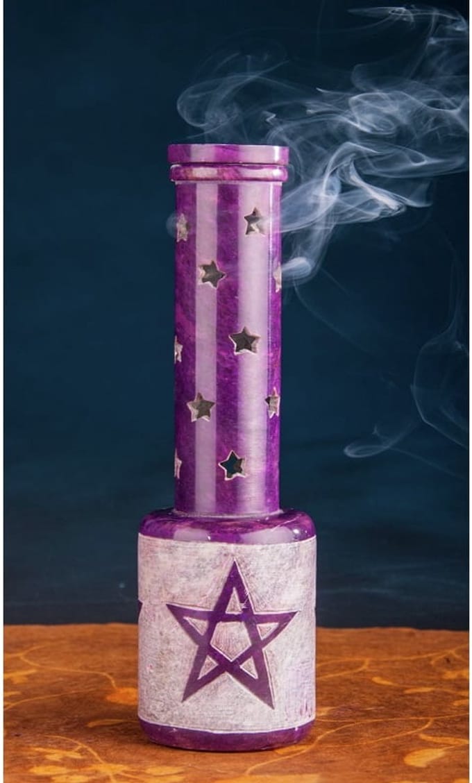 Wierookhouder speksteen pentagram