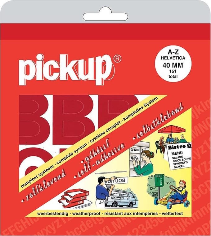 Pickup plakletters boekje Helvetica rood - 40 mm