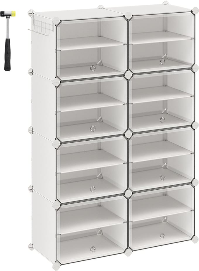 MAZAZU - Schoenenrek - Schoenenbox - 8 Stuks - Wit - 30x40x30