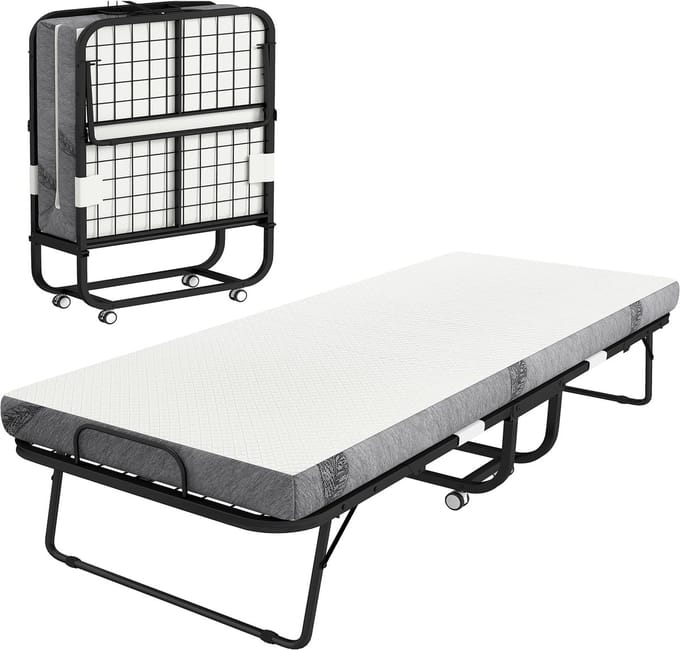 HOMCOM Opklapbed Polyester, schuim 200L x 90B x 42,5H cm Wit+Zwart