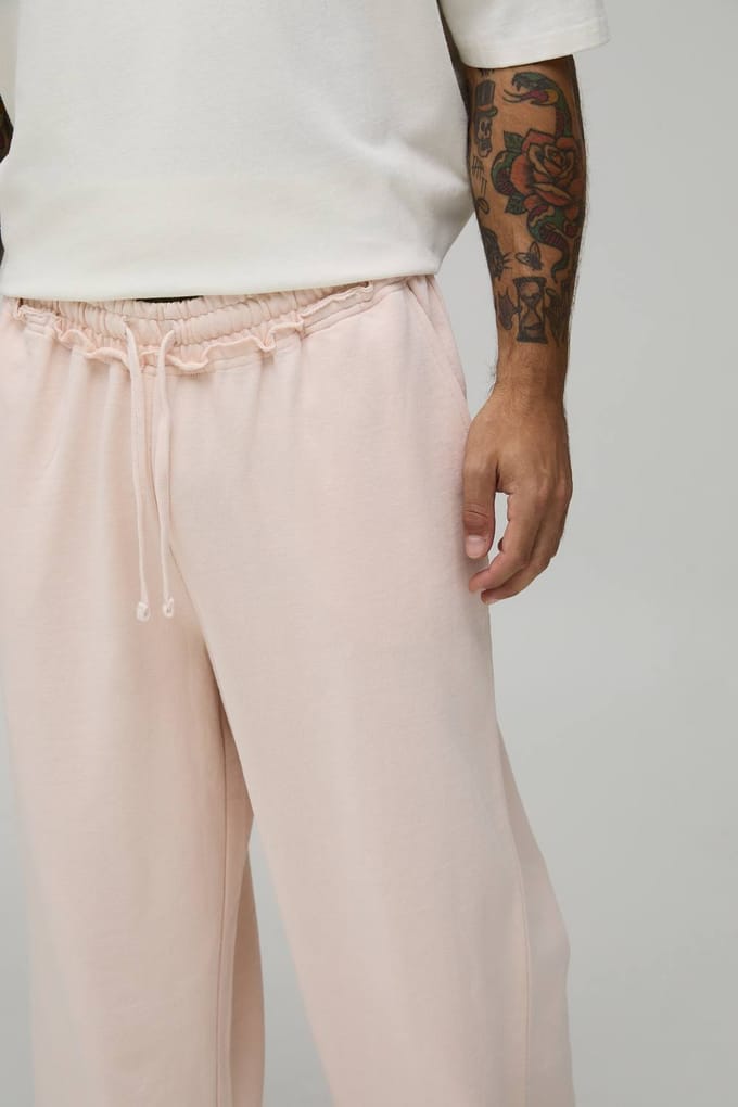 Wijde Pijpen Jogger Met Ruwe Zoom | Pink | Size Large