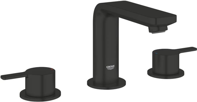 GROHE Lineare M-Size Driegats Wastafelmengkraan – Met Trekwaste – EcoJoy – FastFixation – Matte Black