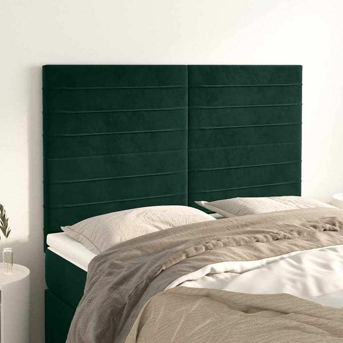 vidaXL - Hoofdbord - donkergroen - 144x5x118/128 - cm - fluweel