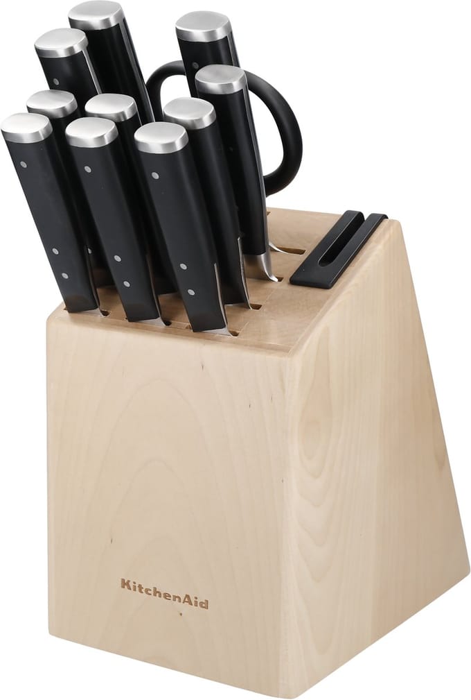 Messenset, 11-delig - Hoogwaardig Japans RVS - Berkenhouten Blok - KitchenAid