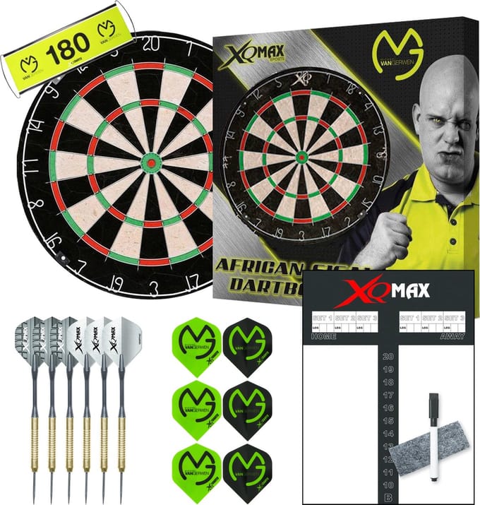 Michael van Gerwen complete starter set - dartbord - 2 sets dartpijlen - scorebord met een stift