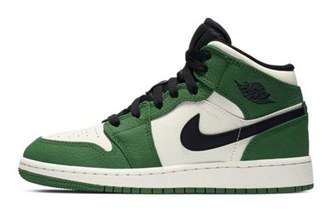 Jordan 1 Mid Pine Green GS BQ6931-301 38 black