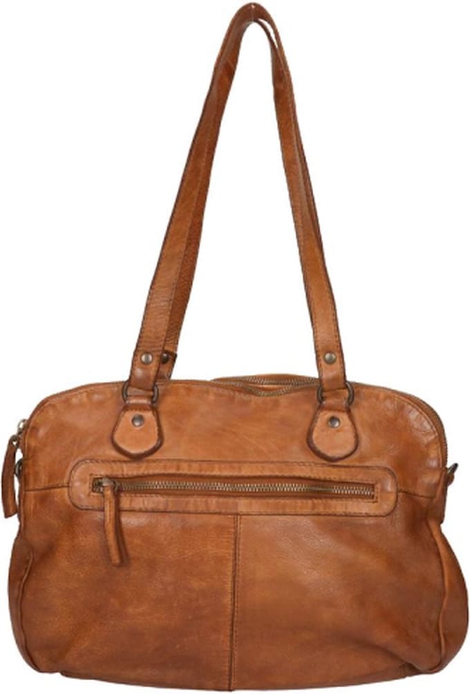 Bear Design Medium Schoudertas Dames - Leer - Lieke - Cognac