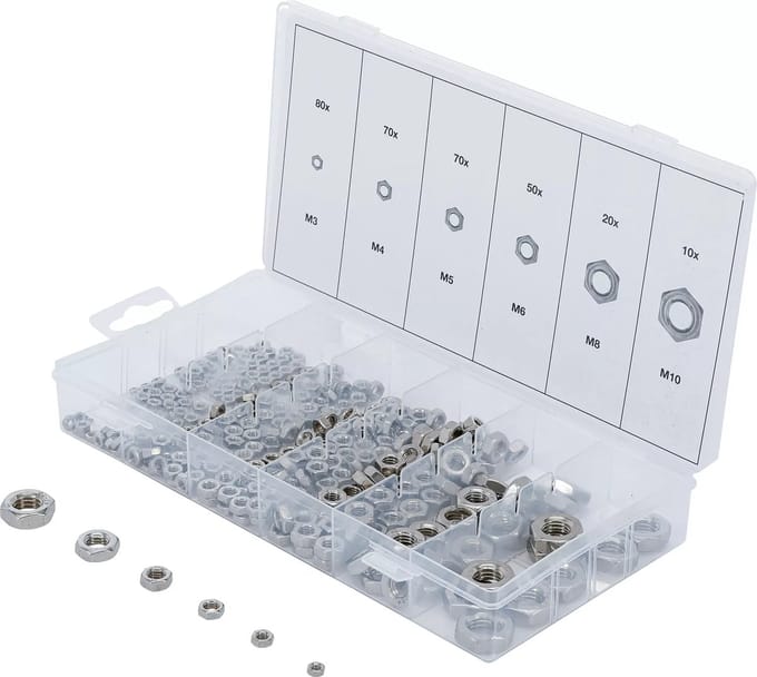 BGS Zeskantmoerenassortiment RVS 300-delig. - 74249
