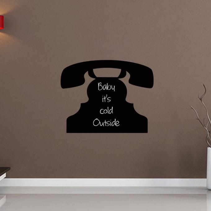 Schoolbordsticker - uitwisbare zelfklevende muurstickers - OUDE TELEFOON - 55x70cm