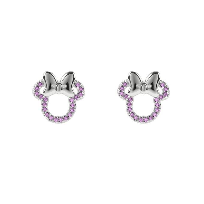 Disney - Minnie Mouse Pink Stone Set Stud Earrings