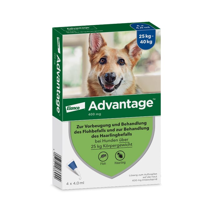 4 Pipetten Advantage 400 voor honden vanaf 25kg - BE