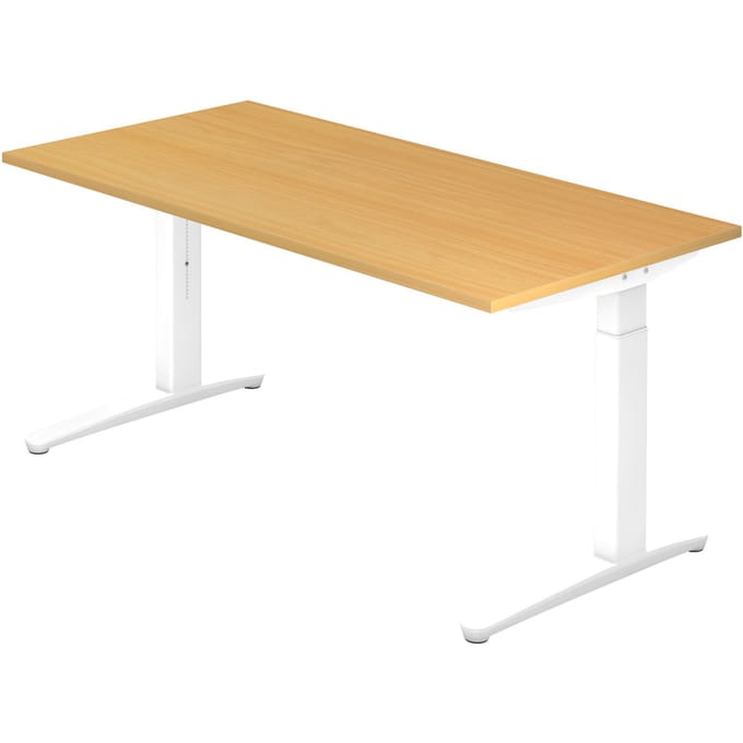 Bureau in hoogte verstelbaar (handmatig) »Alicante« 160 cm onderstel wit slede w