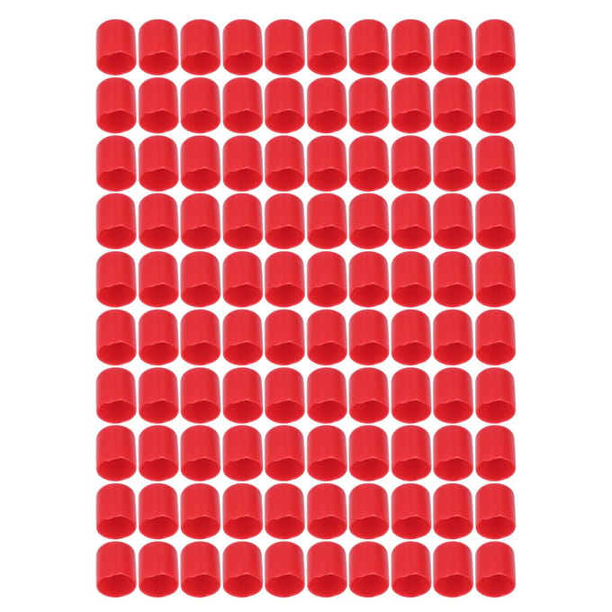 100 Stuks Eindkap Afdekking PVC Rond Flexibel Vlamvertragend Schroefdraadbeschermer Rood 18mm