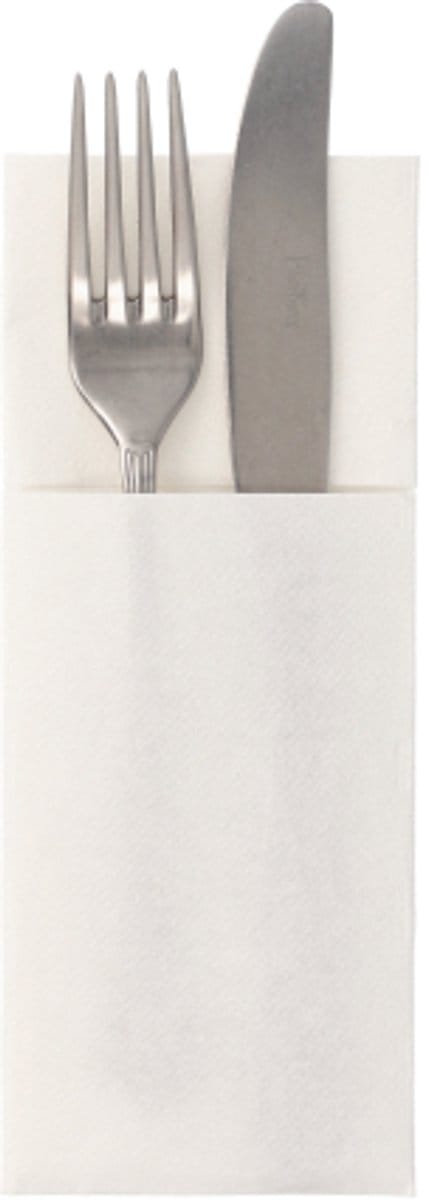 50 Servetten ROYAL Collection 40 cm x 30 cm wit met bestekvouw