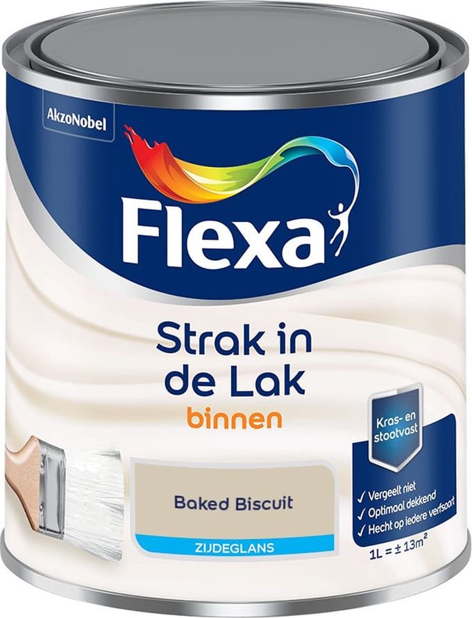 Flexa - Strak In De Lak Binnenlak Zijdeglans - Baked Biscuit - Mengverf - 1 L