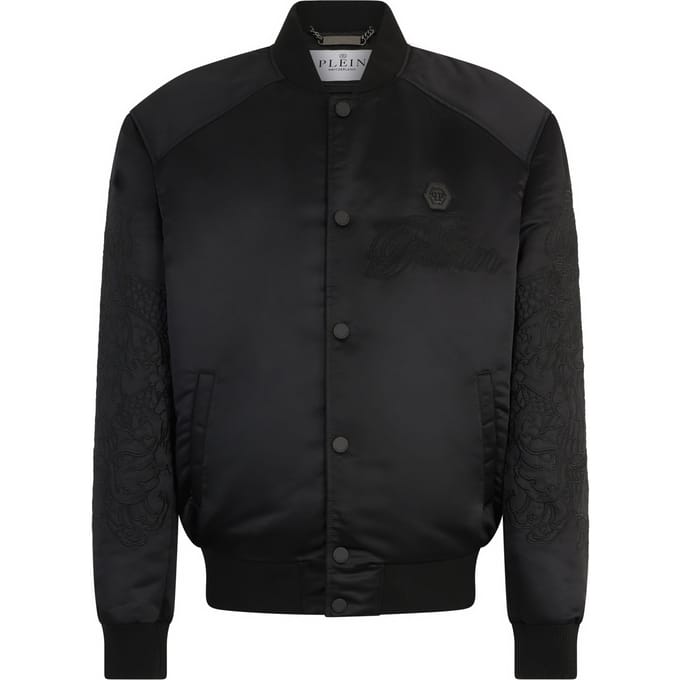 Satin Bomber Jacket Skull Dragons Dragons