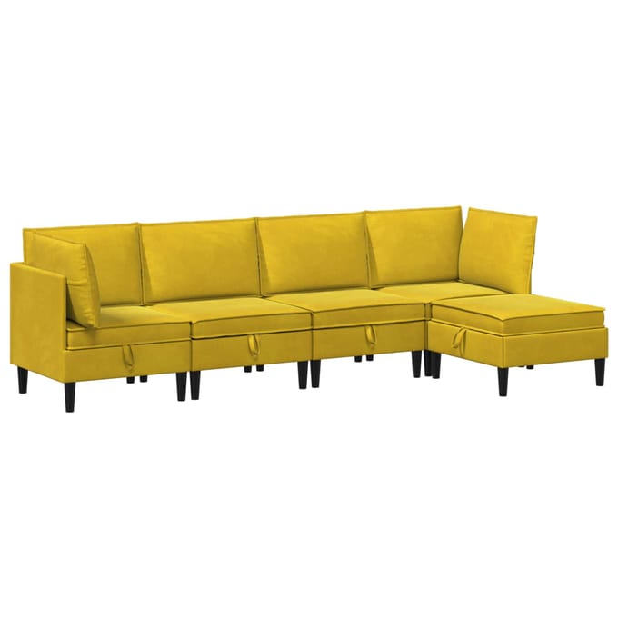 vidaXL - Woonkamer - Meubelset - 5 - st - Geel - Fluweel
