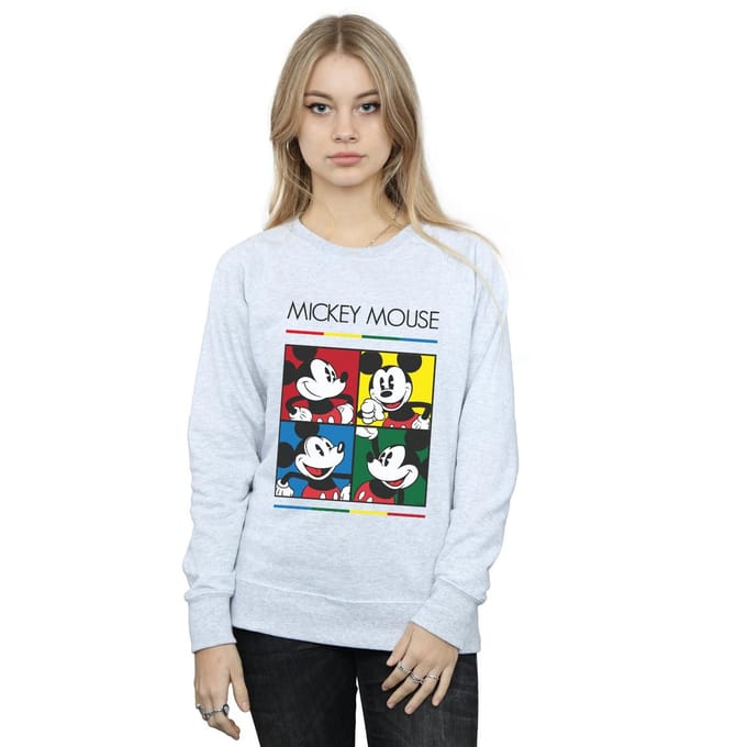 Disney Dames/Dames Mickey Mouse Vierkant Kleurensweatshirt (Sportgrijs)
