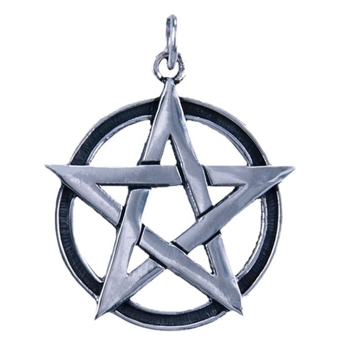 Zilveren Pentagram ketting hanger - op cirkel 20mm