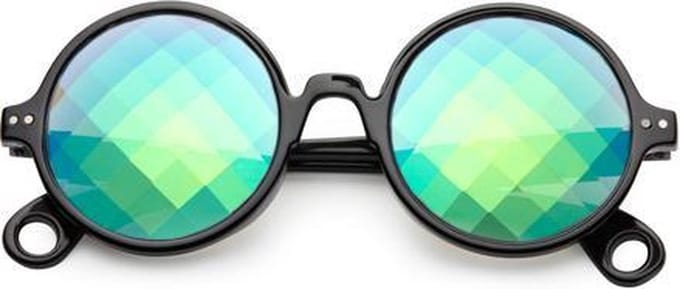 Freaky Glasses® Caleidoscoop bril - spacebril - festival - little squares - zwart