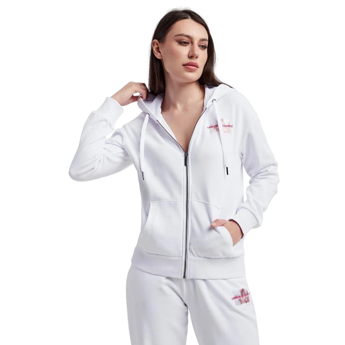 Armani Exchange Dames/Dames Full Zip Hoodie (Wit)