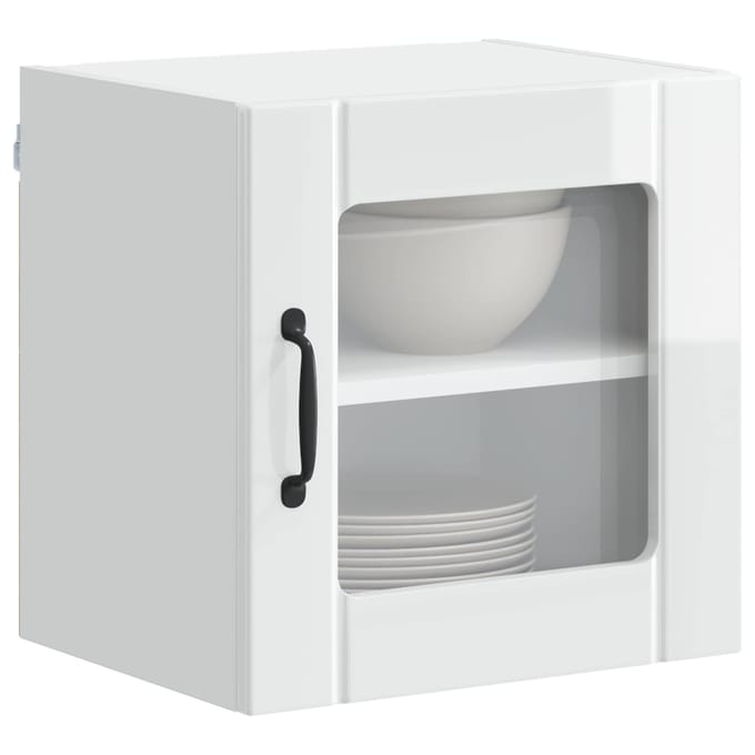 vidaXL - Wandglas - Kasten - LUCCA - Hoogglans - Wit - 40 - x - 31 - x - 40 - cm