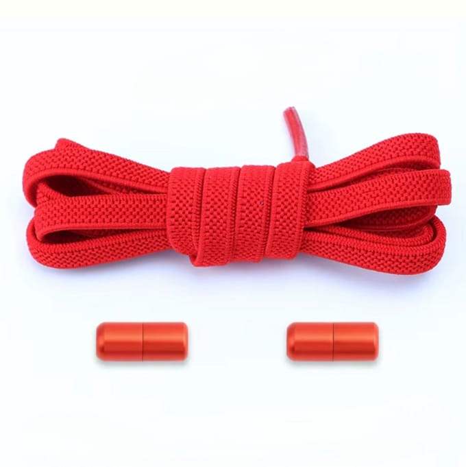 Jumada's - Elastische Schoenveters Donkerrood - 100 cm - Strikvrije Platte Veters met Clips