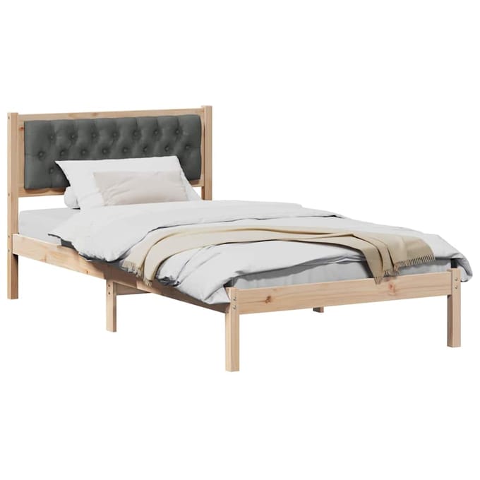 vidaXL - Bedframe - Donkergrijs - 100 - x - 200 - cm - Massief - grenenhout