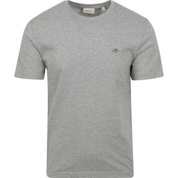 Gant T-Shirt Regular Uni Fine Shield Embroidery Grijs Melange / male